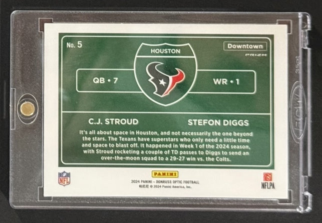 2024 C.J. Stroud / Stefon Diggs — Donruss Optic Downtown Duos — Back — Inventory P006-C