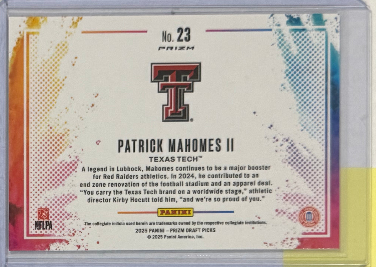 2025 Patrick Mahomes II Prizm Draft Picks Color Blast — back — Inventory P032-A