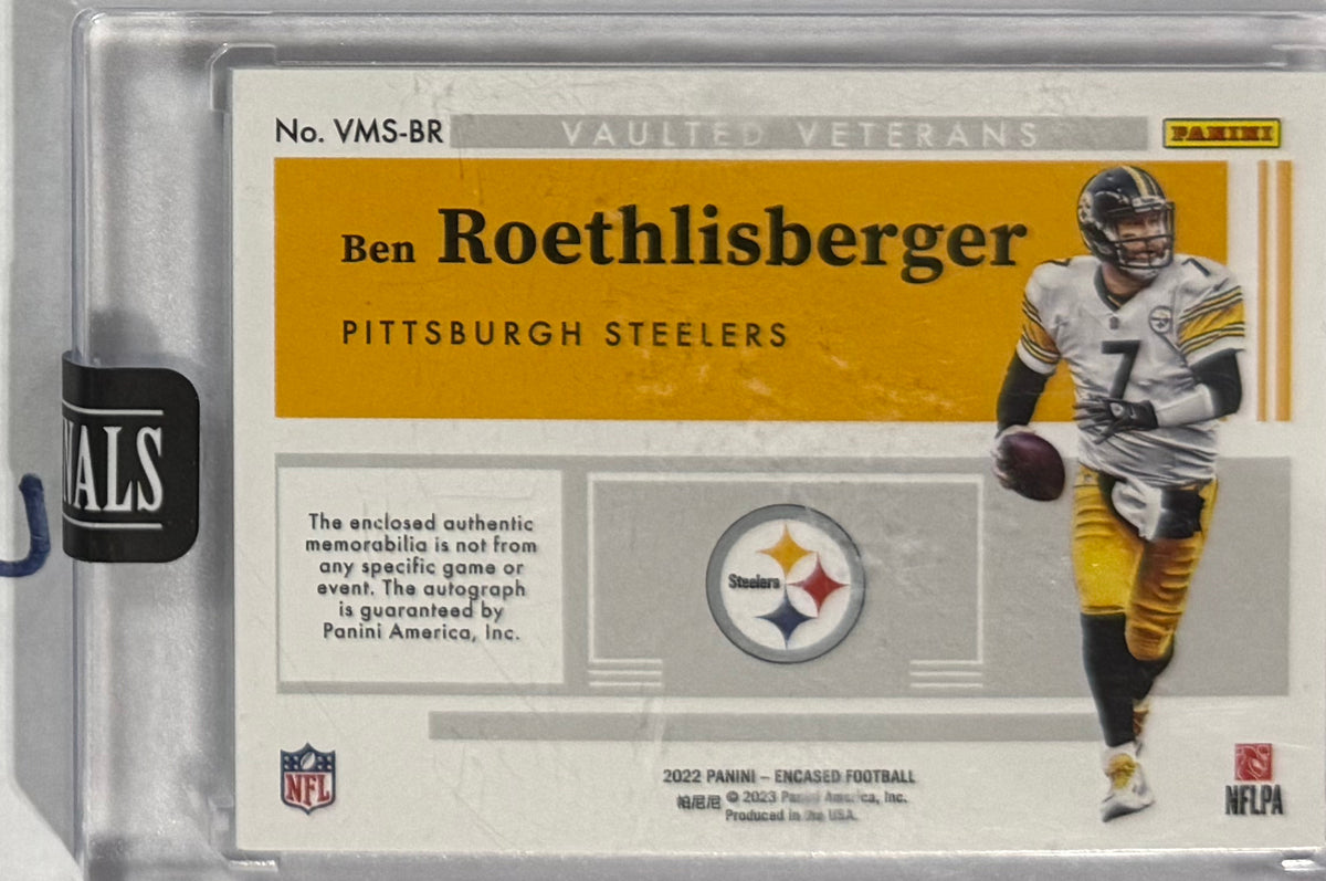 2022 Ben Roethlisberger Encased Vaulted Veteran Material Signatures Ruby — back — Inventory P055-C
