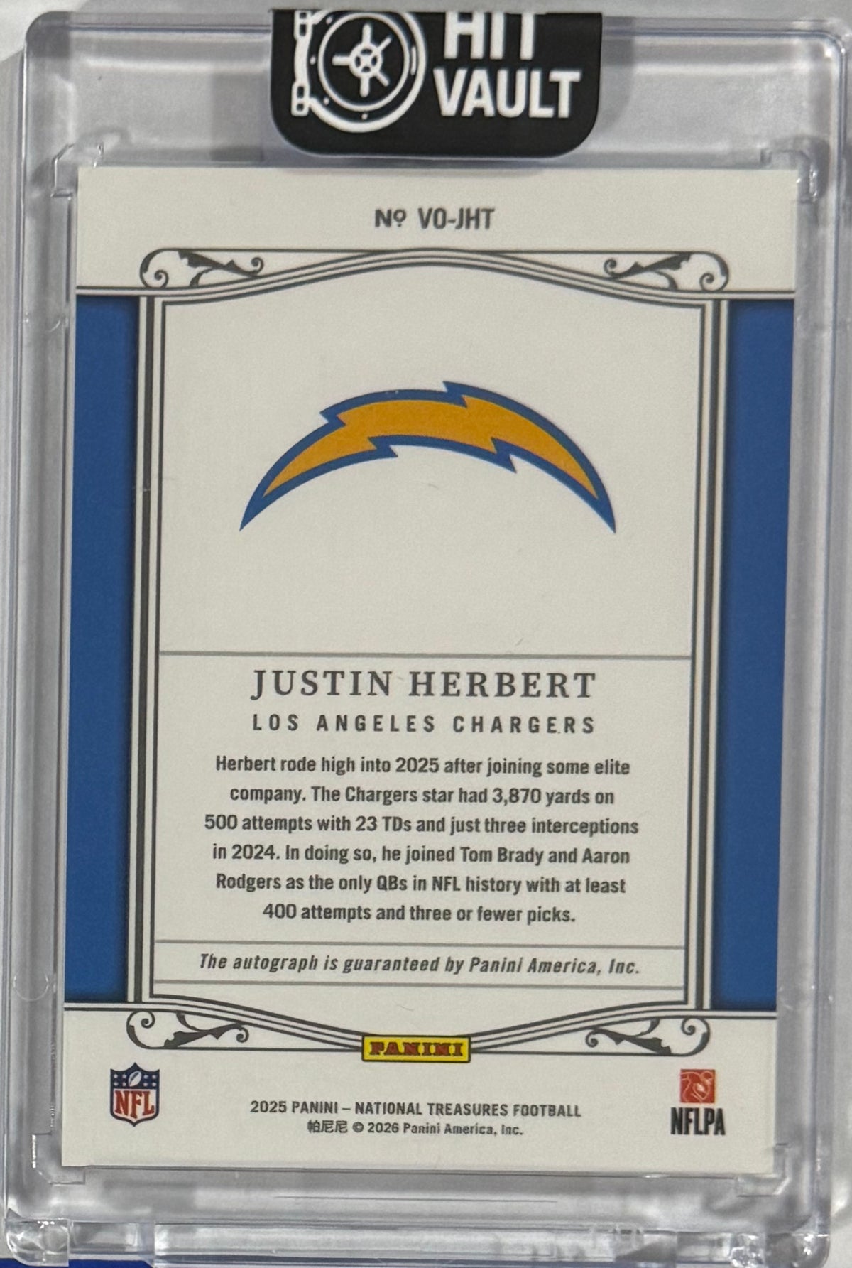 2025 Justin Herbert — National Treasures Virtuoso — back — Inventory P056-B