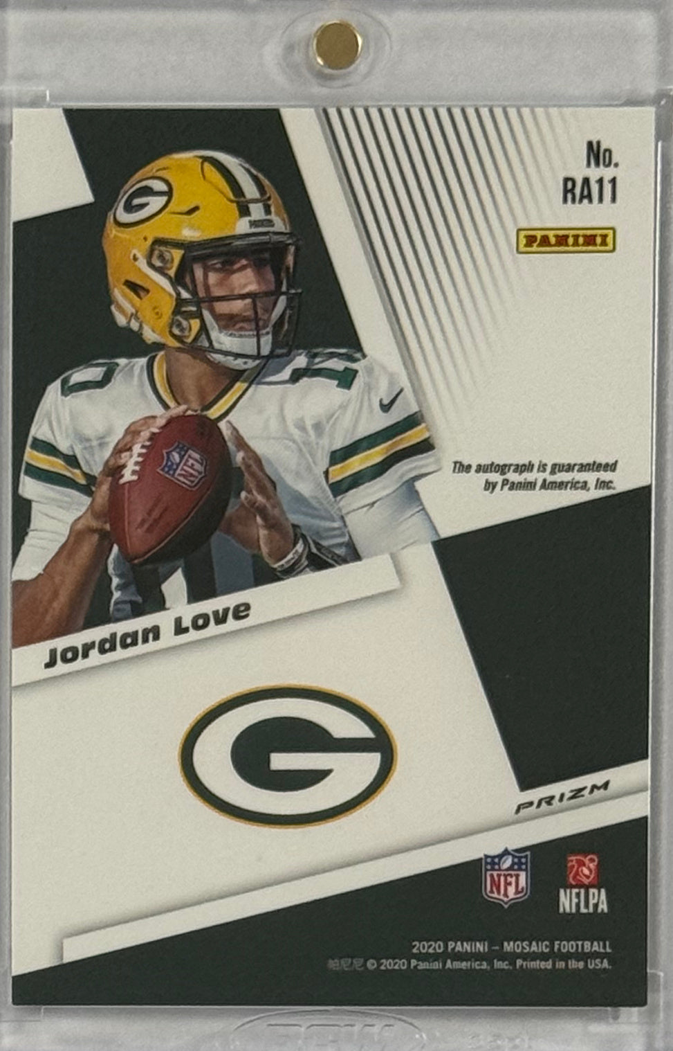 2020 Jordan Love — Mosaic Rookie Autographs Mosaic Prizm — back — Inventory P069-B