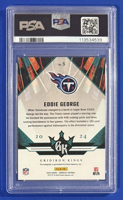 2024 Eddie George — Donruss All-Time Gridiron Kings Autographs — PSA 9 — back — Inventory P713-B