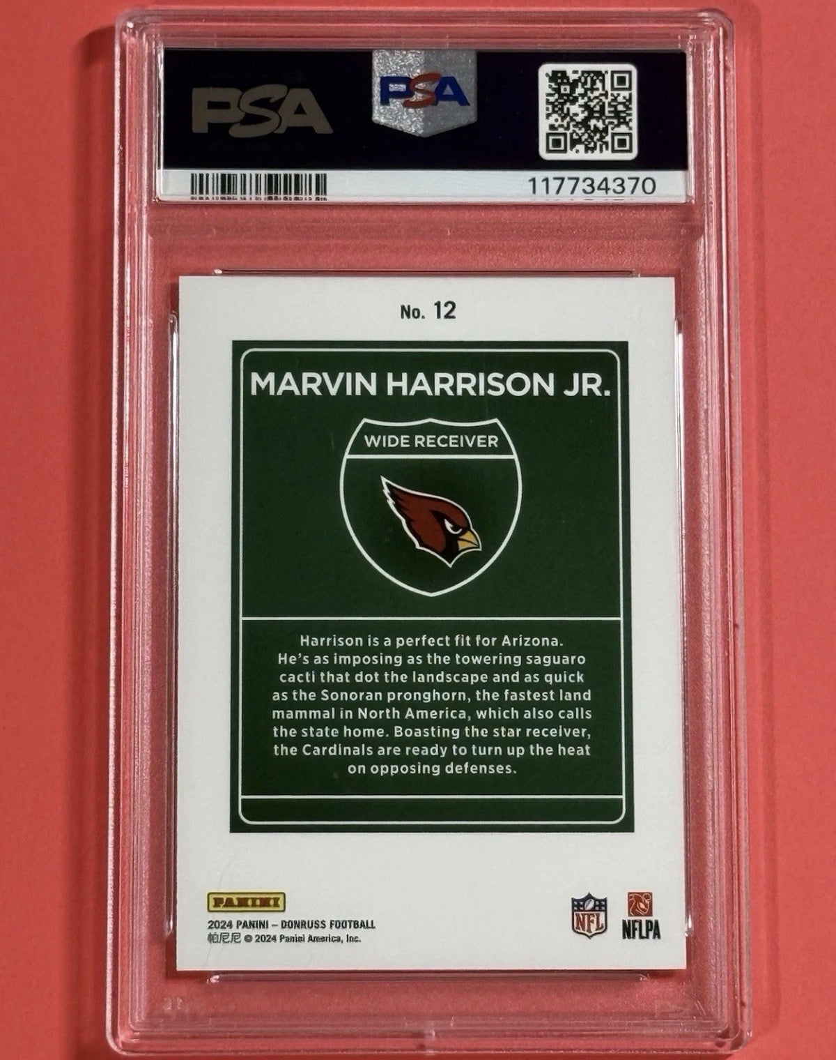 2024 Marvin Harrison Jr. — Donruss Downtown — PSA 9 — back — Inventory P595-C