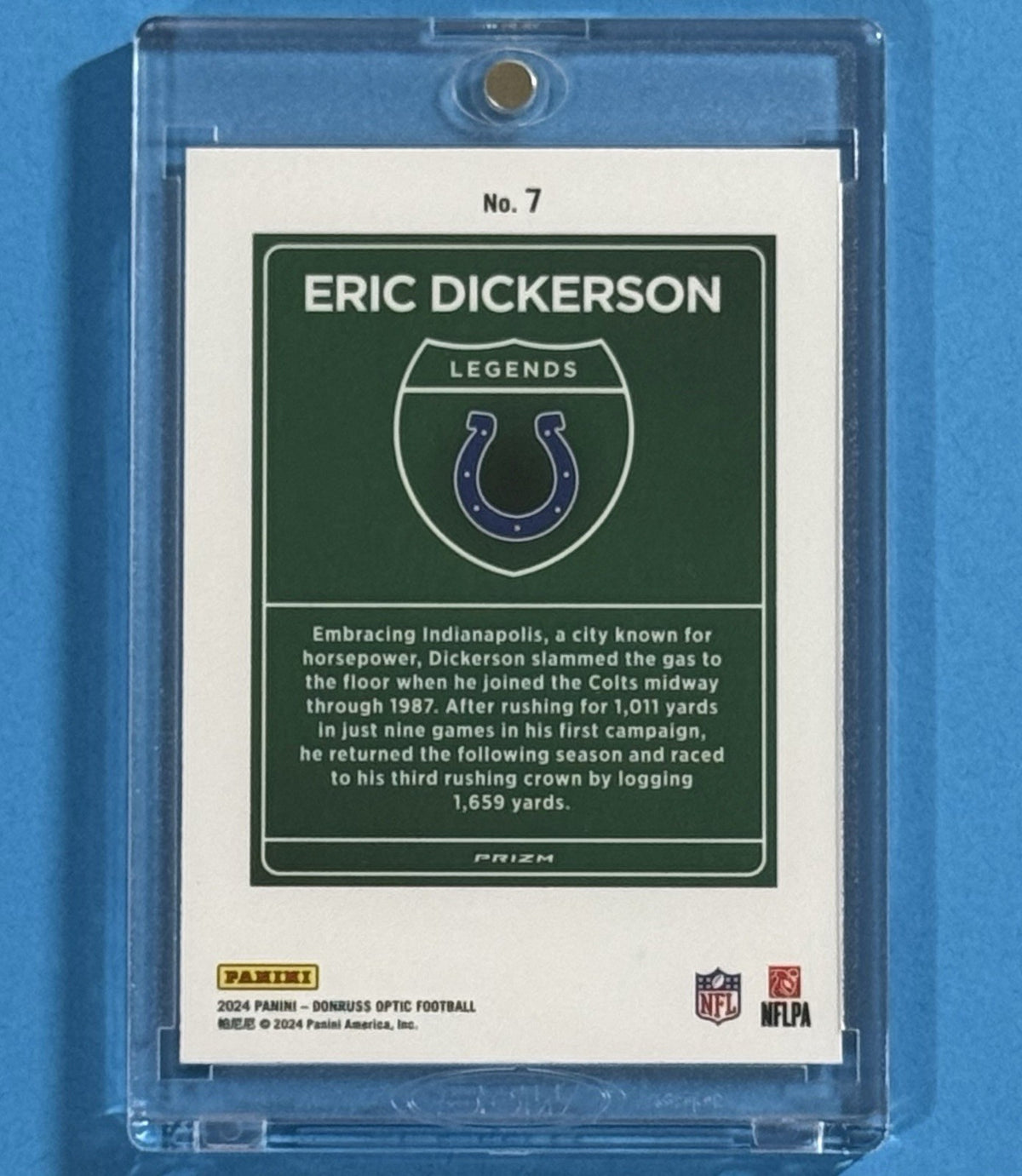 2024 Eric Dickerson — Donruss Optic Downtown Legends — back — Inventory P598-C
