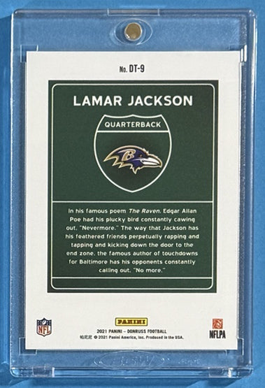 2021 Lamar Jackson — Donruss Downtown — Back — Inventory P003-A
