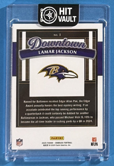 2025 Lamar Jackson — Donruss Downtown — Back — Inventory P003-B