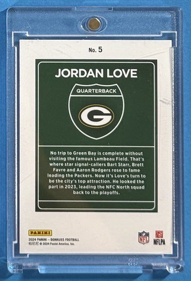 2024 Jordan Love — Donruss Downtown — Back — Inventory P004-B