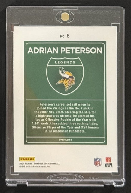 2024 Adrian Peterson — Donruss Optic Downtown Legends — Back — Inventory P006-D