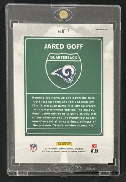 2019 Jared Goff — Donruss Optic Downtown — Back — Inventory P007-A