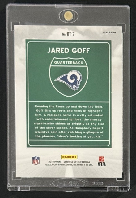 2019 Jared Goff — Donruss Optic Downtown — back photograph