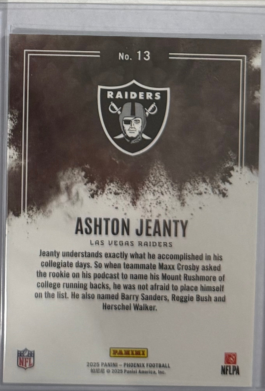 2025 Ashton Jeanty — Phoenix Genies — back photograph