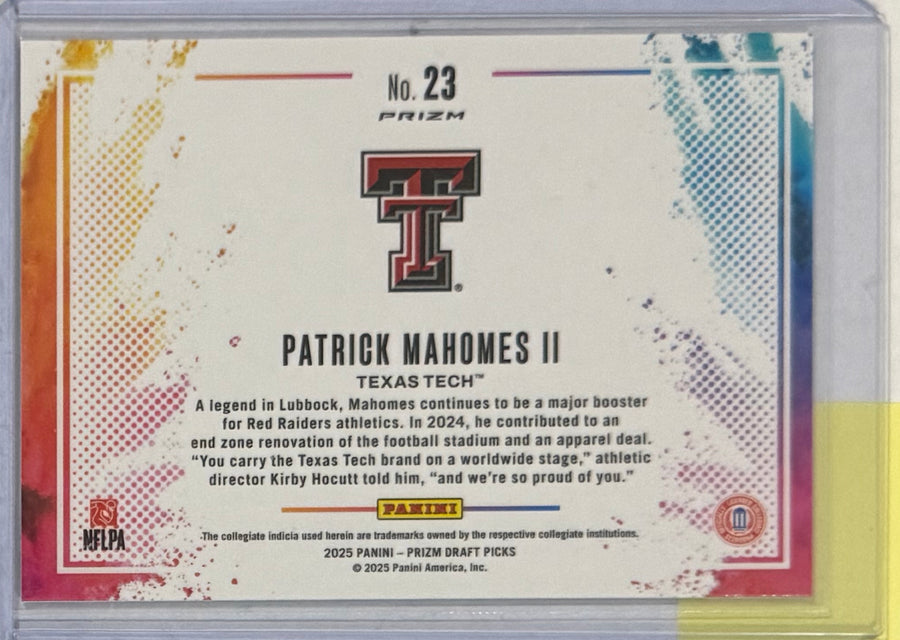 2025 Patrick Mahomes II — Prizm Draft Picks Color Blast — back photograph