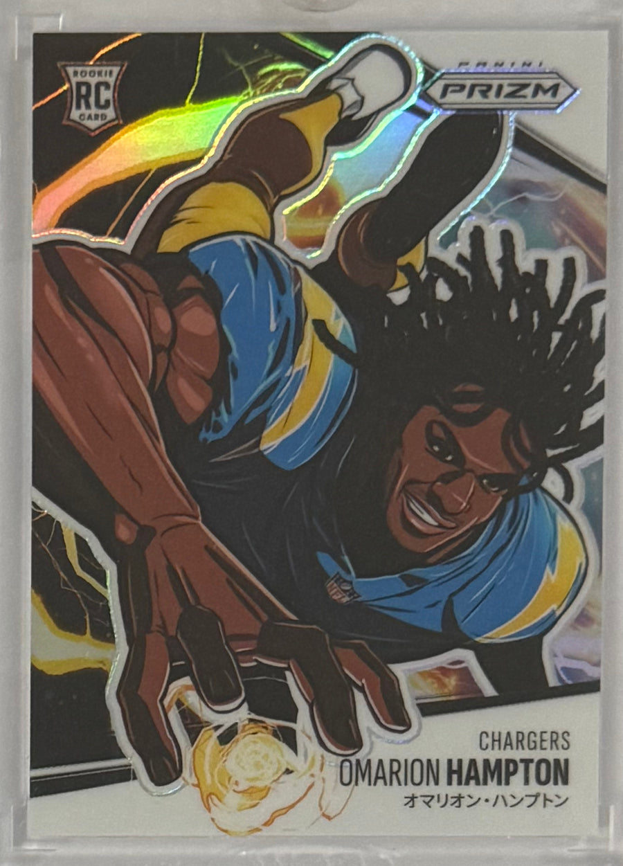 2025 Omarion Hampton — Prizm Manga [SSP / Case Hit] — front photograph