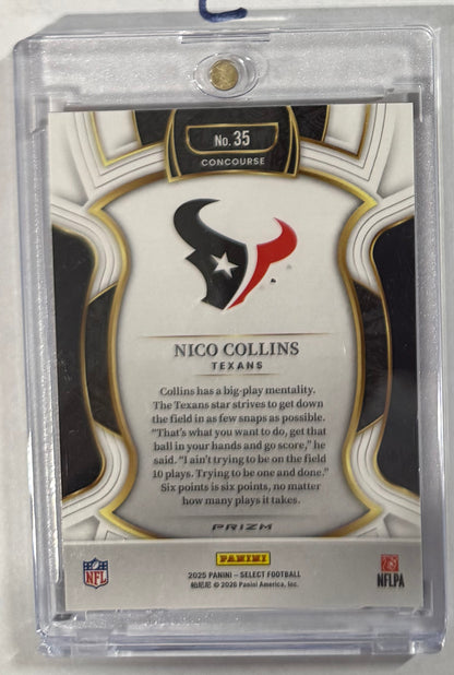 2025 Nico Collins Select Concourse Tiger Prizm — back — Inventory P040-C