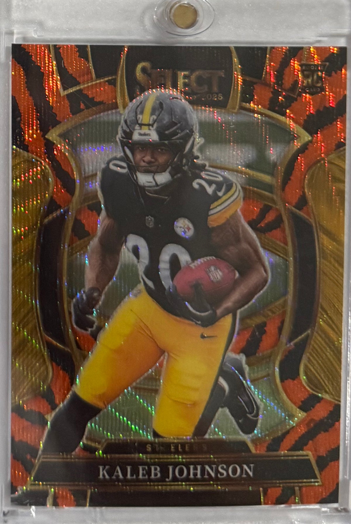 2025 Kaleb Johnson Select Concourse Tiger Prizm — front — Inventory P040-D
