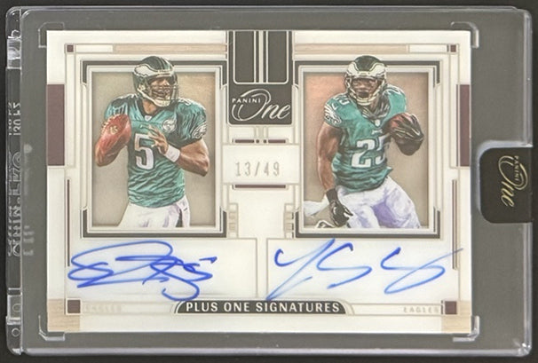 2023 Donovan McNabb / LeSean McCoy — Panini One Plus One Signatures [No named parallel visible] — front — Inventory P050-B
