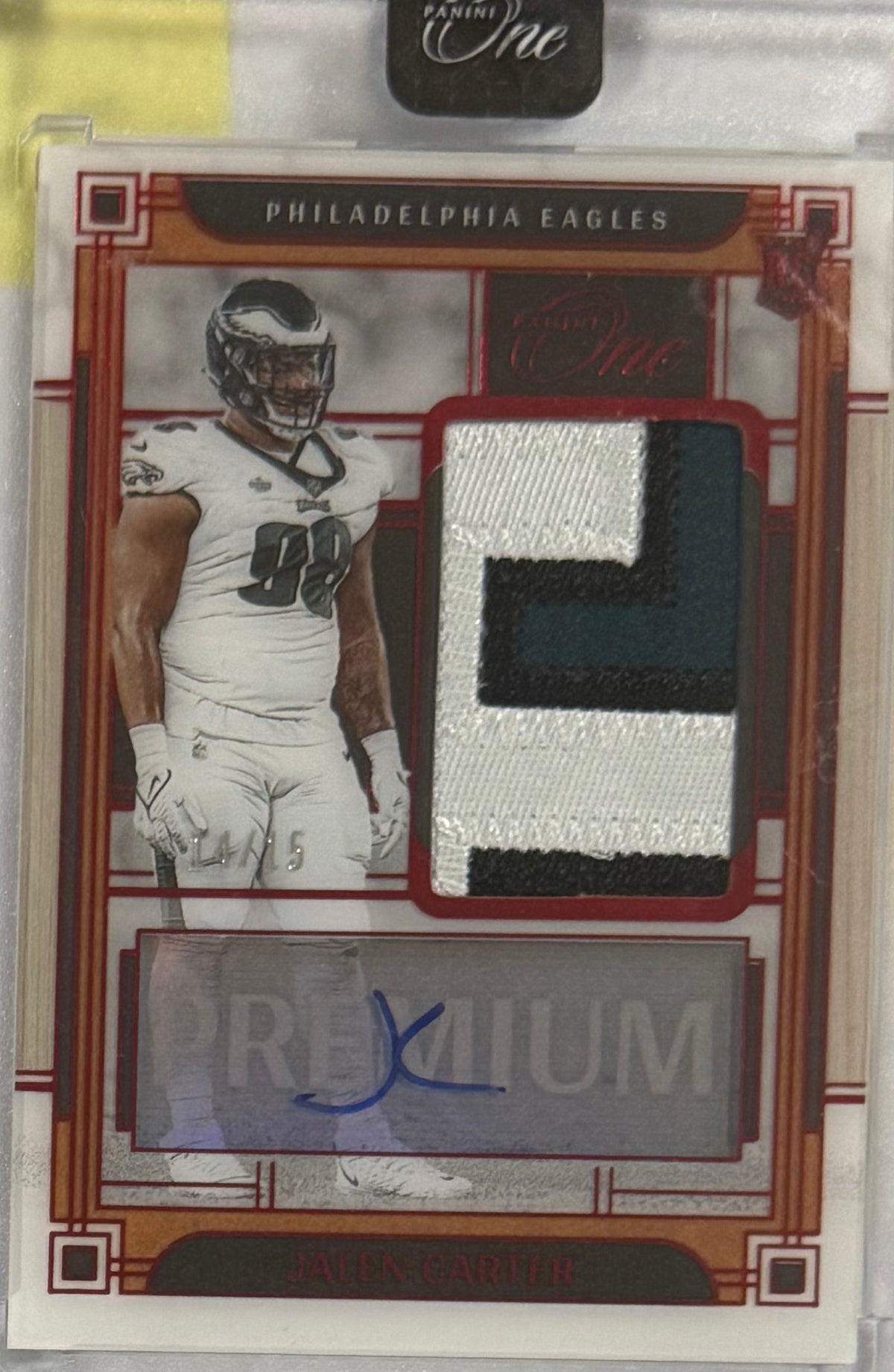 2023 Jalen Carter — One Premium Rookie Patch Autographs — 14/15 — front — Inventory P052-B