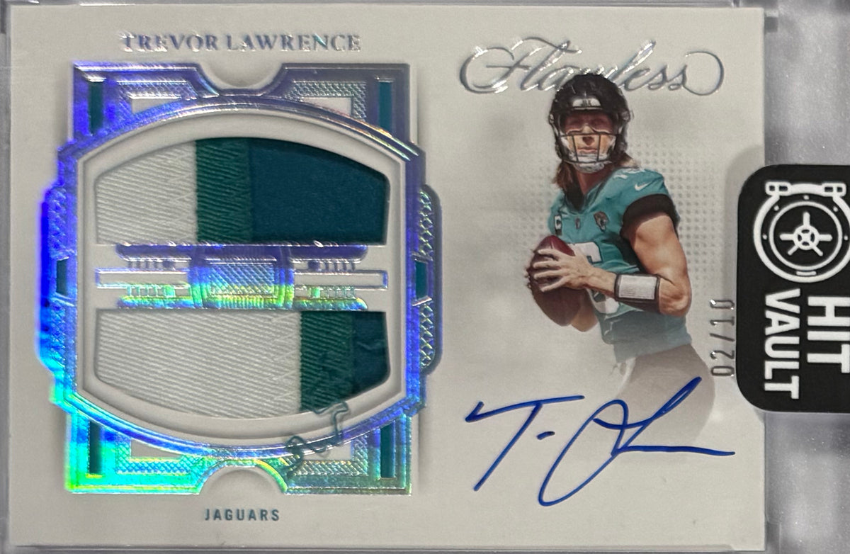 2022 Trevor Lawrence — Flawless Dual Patch Autographs — 02/10 — front — Inventory P053-C