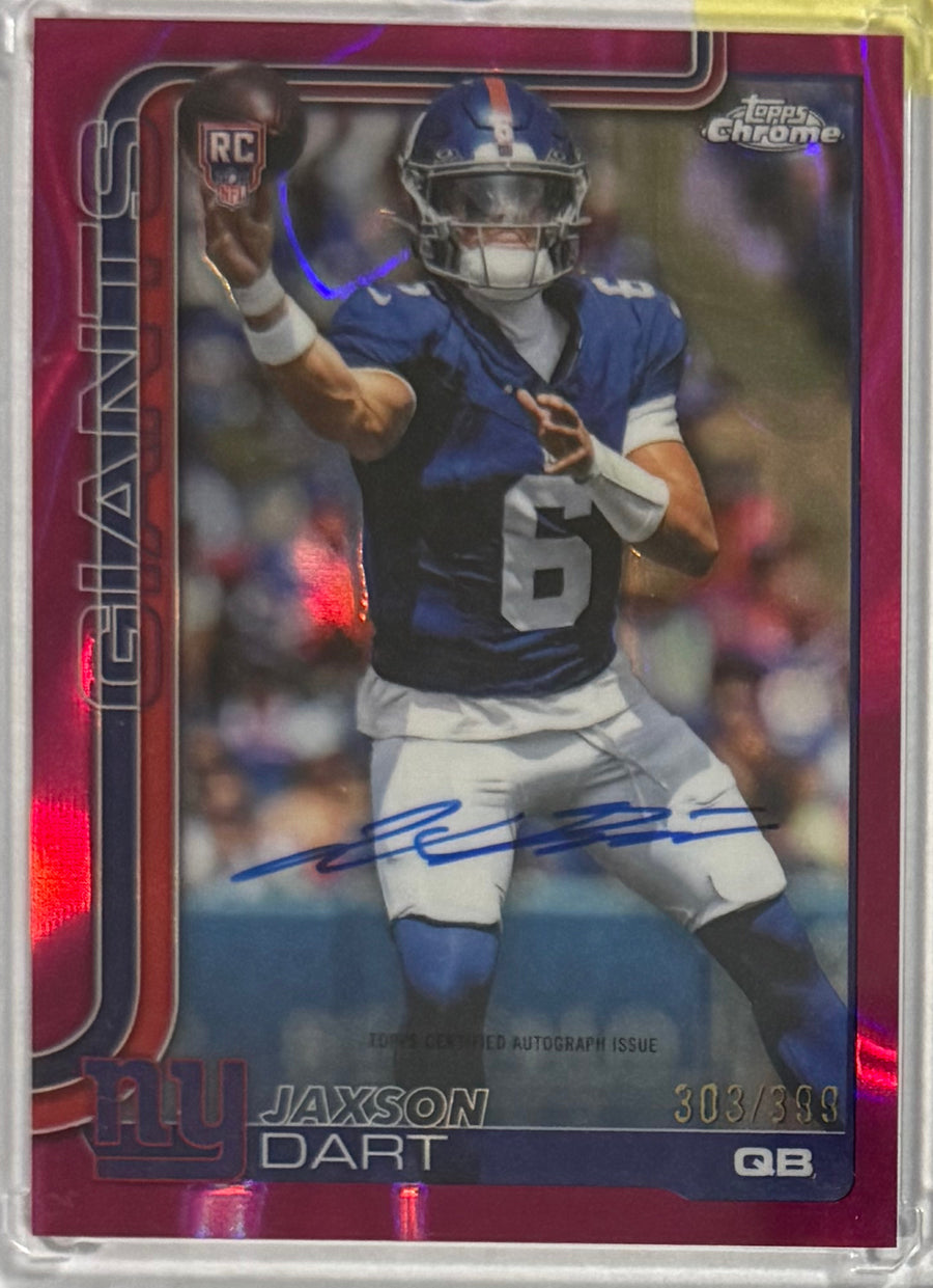 2025 Jaxson Dart — Chrome Rookie Autographs [Magenta Lava Refractor] — front photograph