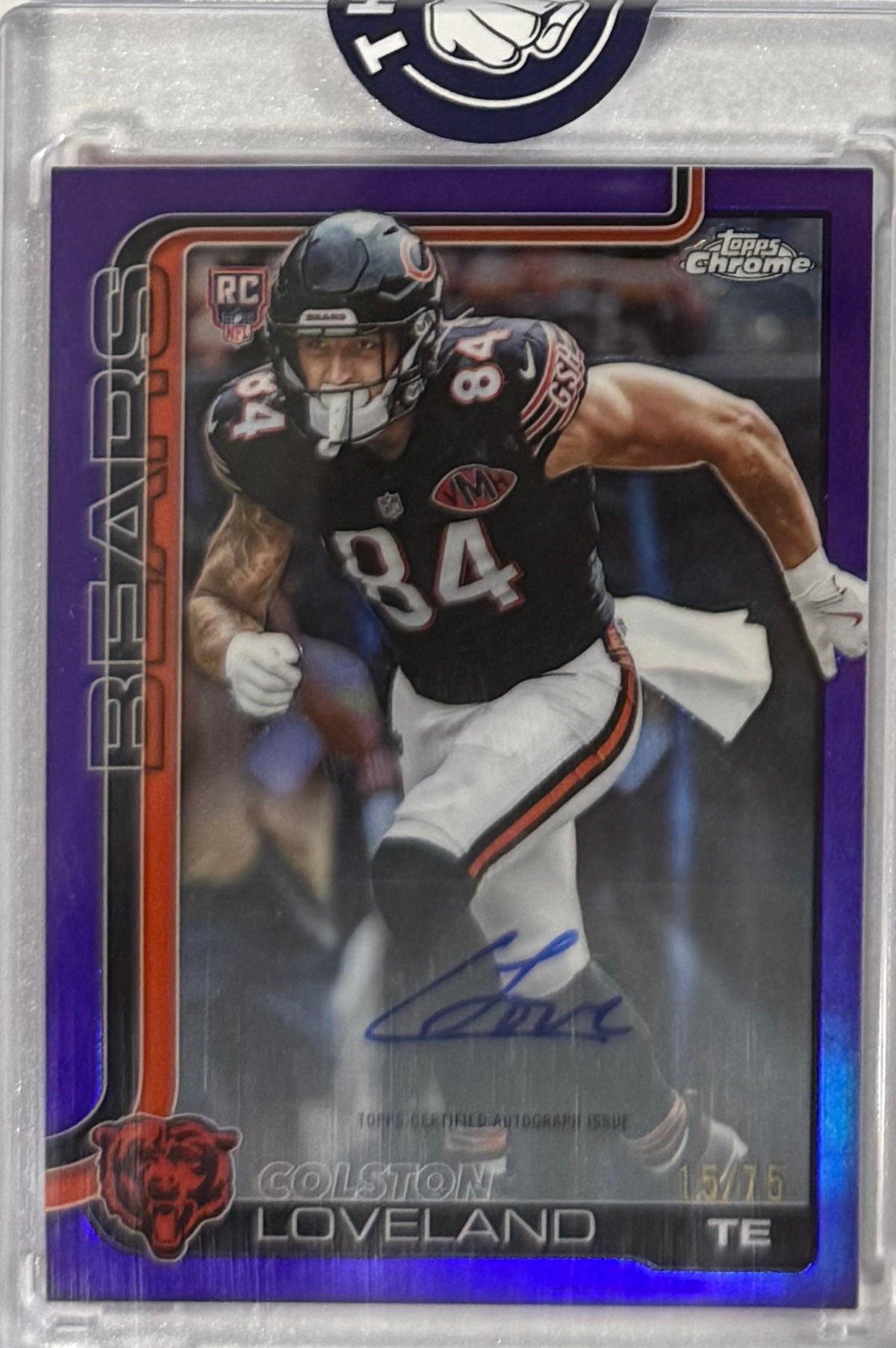 2025 Colston Loveland Chrome Rookie Autographs Purple Refractor — front — Inventory P054-C