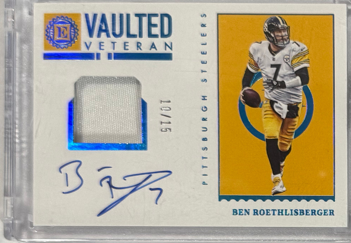 2022 Ben Roethlisberger Encased Vaulted Veteran Material Signatures Ruby — front — Inventory P055-C