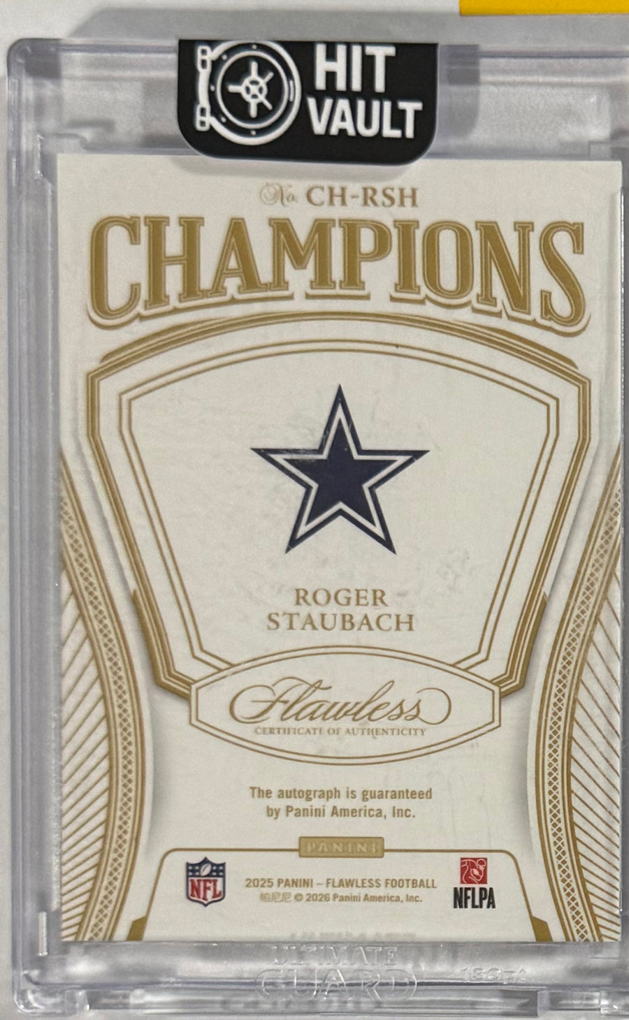 2025 Roger Staubach — Flawless Champions Signatures [Sapphire] — back photograph