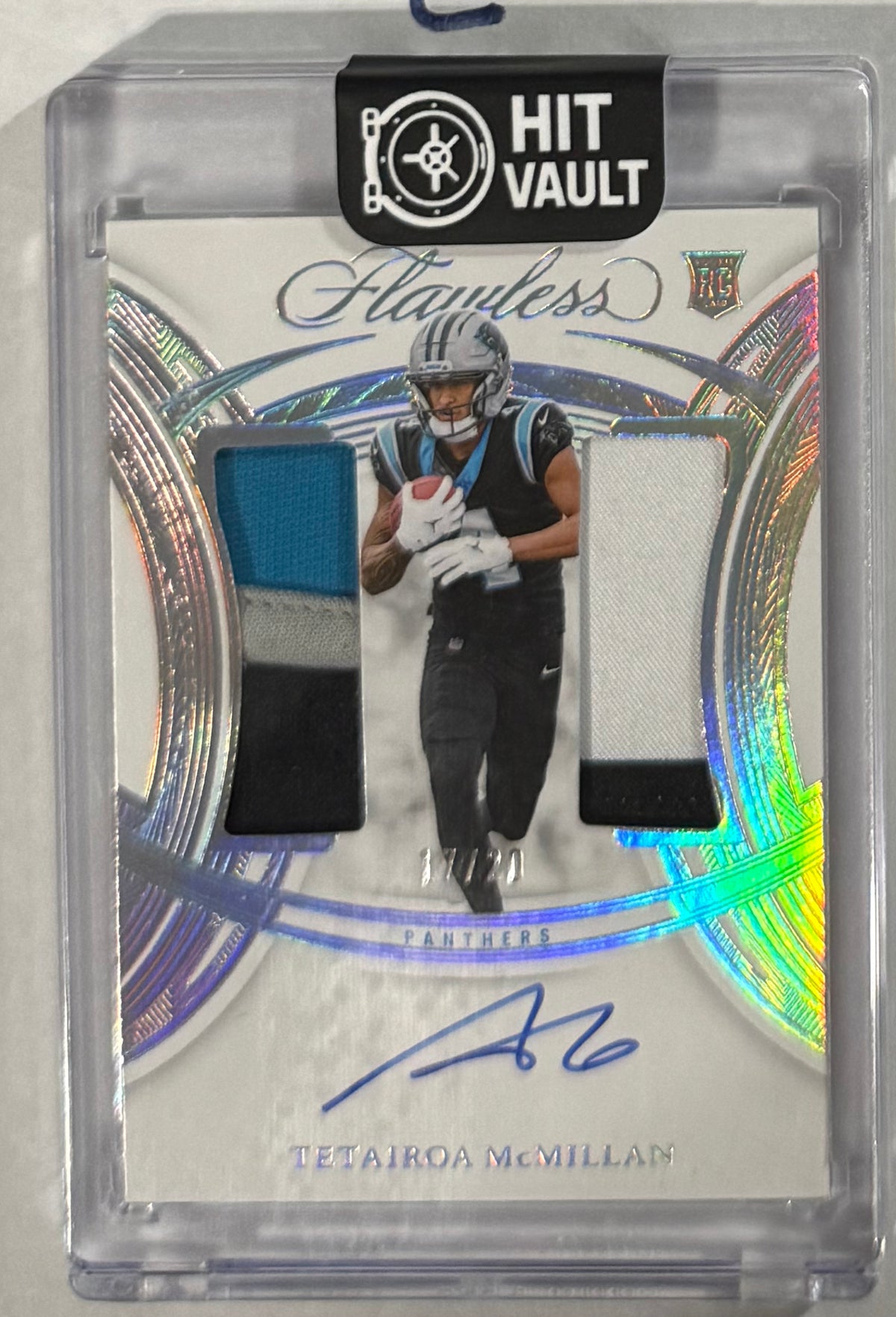2025 Tetairoa McMillan — Flawless Rookie Dual Patch Autographs [Silver] — front — Inventory P056-C