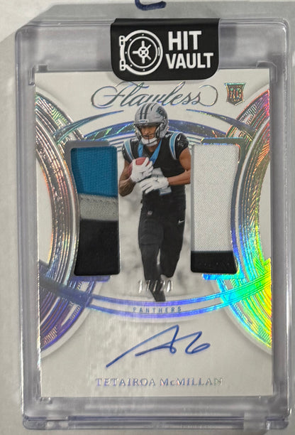 2025 Tetairoa McMillan — Flawless Rookie Dual Patch Autographs [Silver] — front — Inventory P056-C