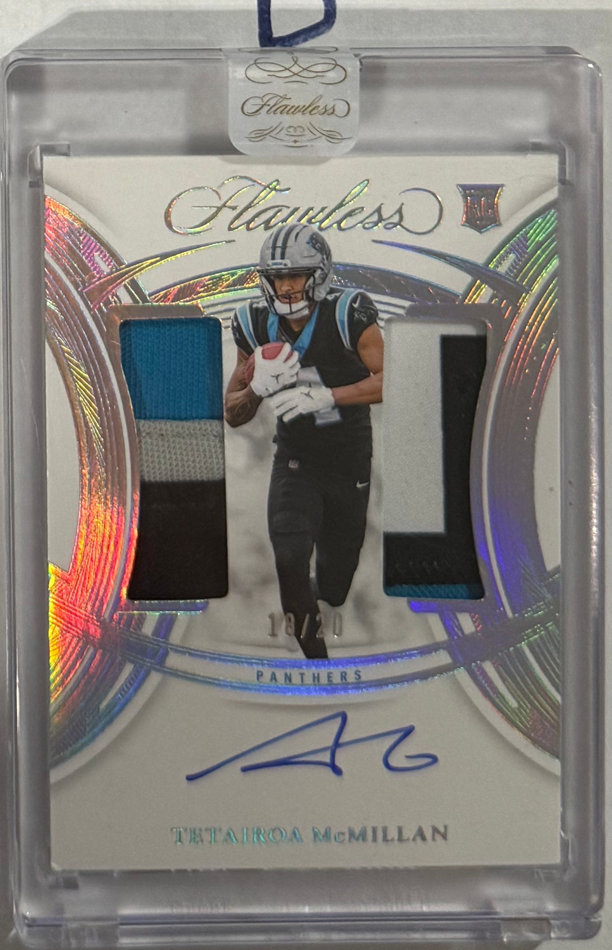 2025 Tetairoa McMillan — Flawless Rookie Dual Patch Autographs [Silver] — front — Inventory P056-D
