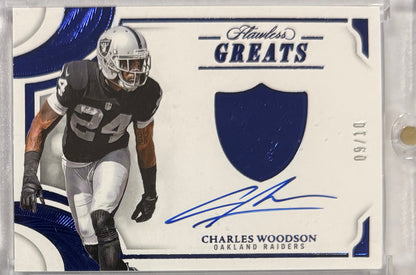 2025 Charles Woodson — Flawless Greats Autograph — 09/10 — front — Inventory P057-A