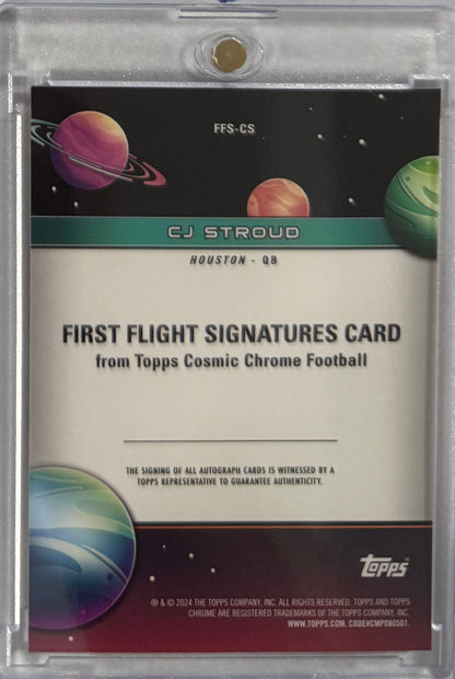 2024 C.J. Stroud — Cosmic Chrome First Flight Signatures [Gold Interstellar Refractor] — back — Inventory P057-D