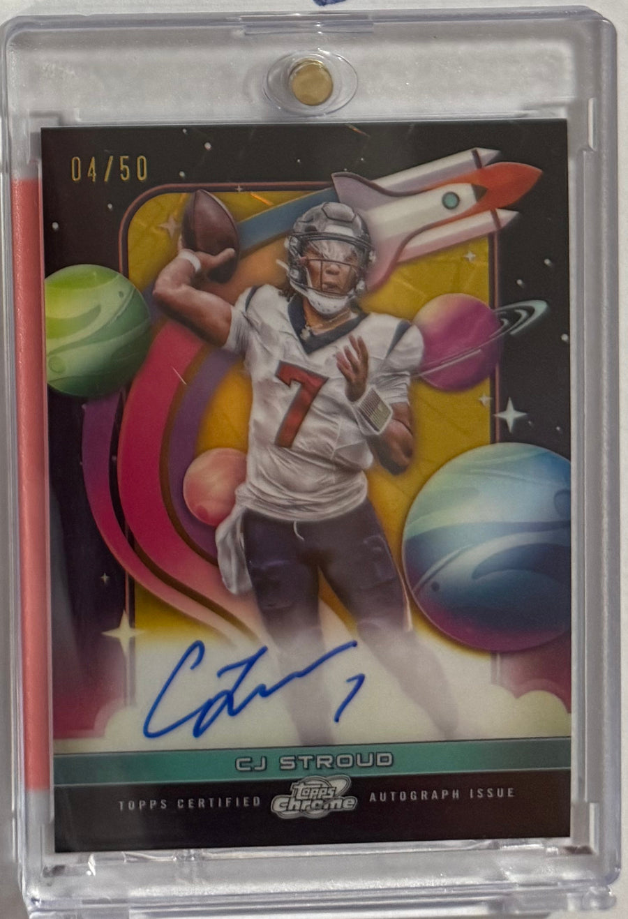 2024 C.J. Stroud — Cosmic Chrome First Flight Signatures [Gold Interstellar Refractor] — front photograph