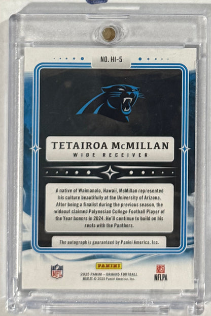 2025 Tetairoa McMillan — Origins Hometown Inscriptions — back — Inventory P059-C