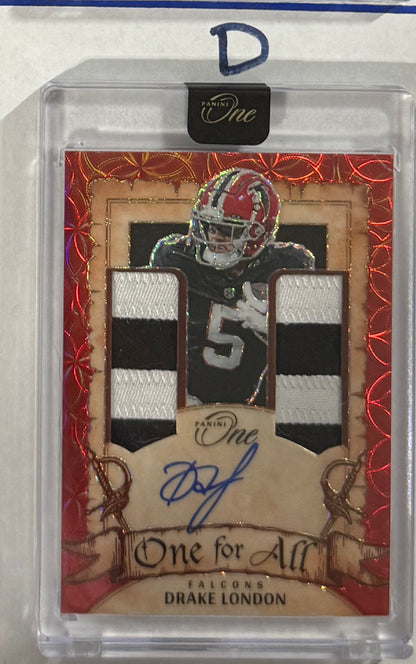 2023 Drake London — Panini One One for All Autographs Red — front — Inventory P059-D