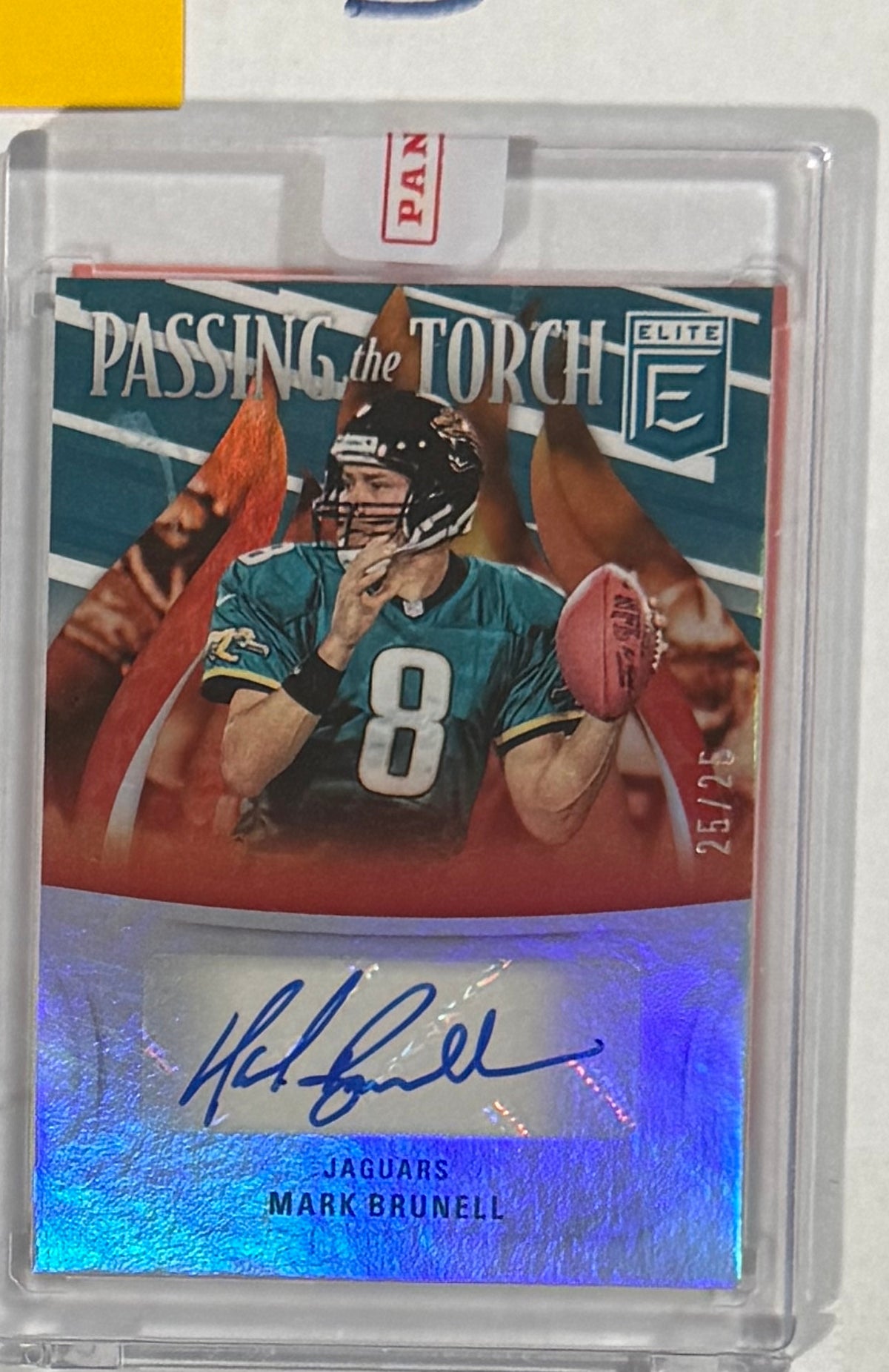 2022 Trevor Lawrence / Mark Brunell — Donruss Elite Passing the Torch Signatures Doubles — front — Inventory P060-B