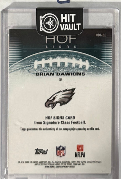 2025 Brian Dawkins — Signature Class HOF Signs Orange — back — Inventory P060-C