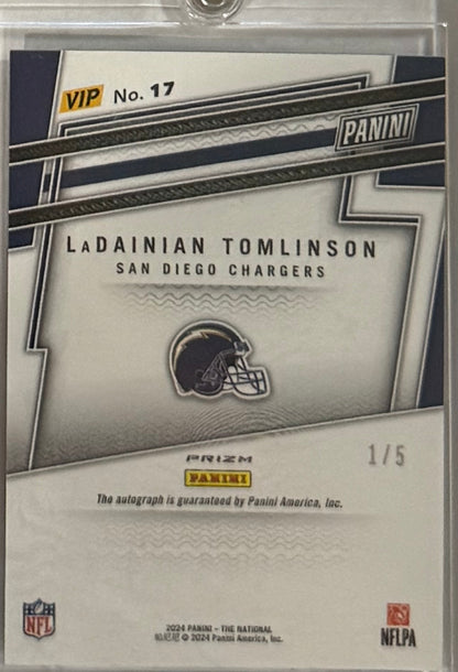 2024 LaDainian Tomlinson — National Gold VIP Party Black Gold Autographs — back — Inventory P060-D
