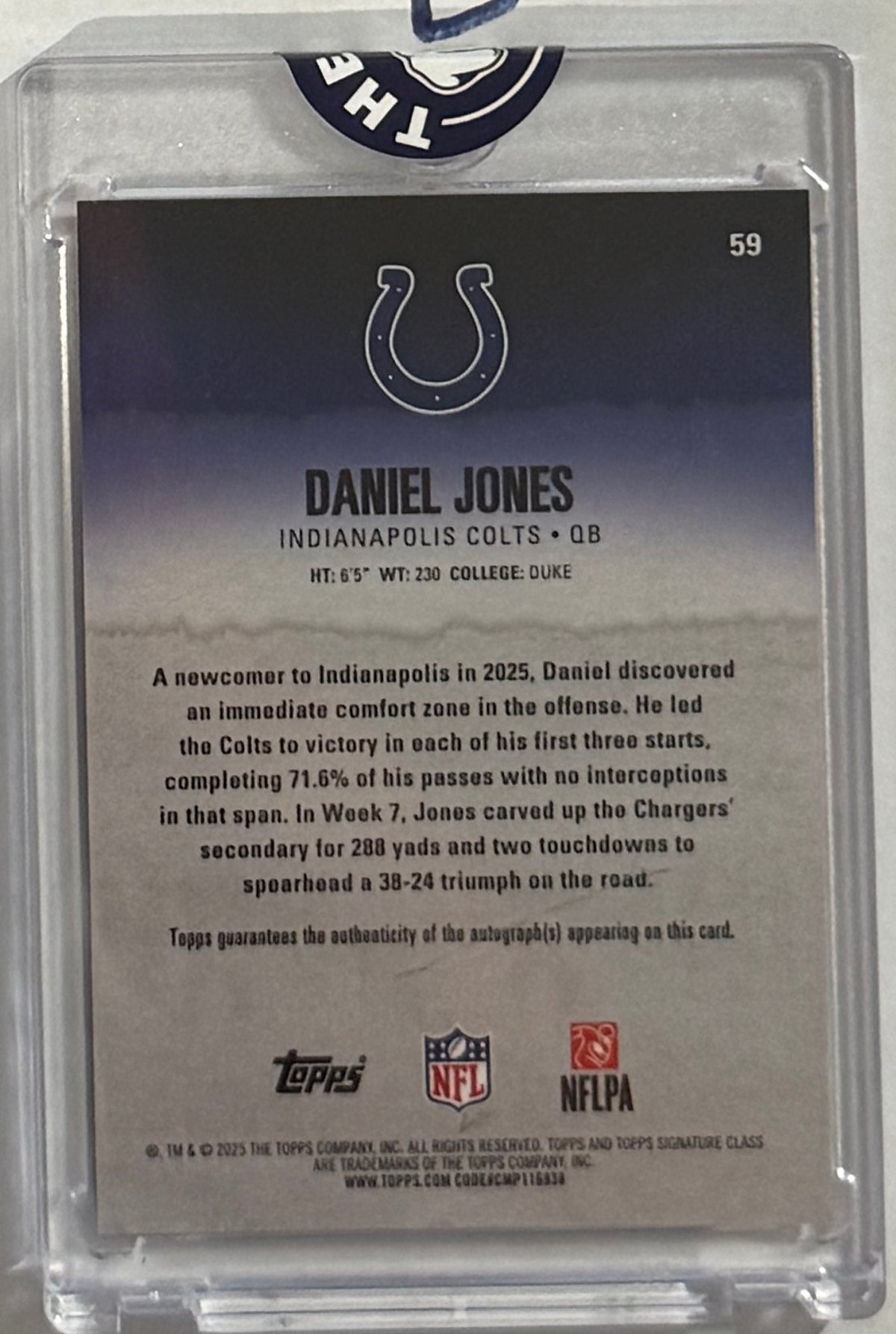 2025 Daniel Jones — Signature Class Veteran Class Autograph Variation Red — back — Inventory P061-D