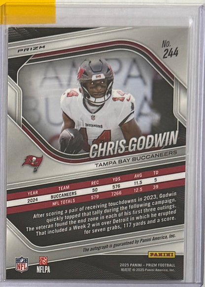 2025 Chris Godwin — Prizm Base Autographs Silver Prizm — back — Inventory P062-B