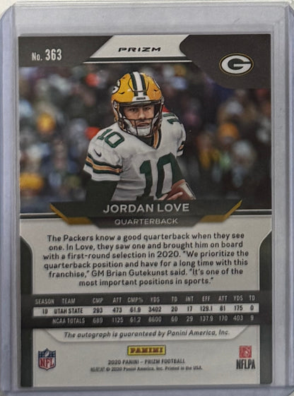 2020 Jordan Love — Prizm Rookie Autographs Pink Prizm — back — Inventory P062-C