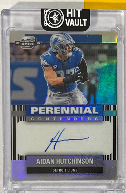 2024 Aidan Hutchinson — Contenders Optic Perennial Contenders Autographs Silver Prizm — front — Inventory P063-A