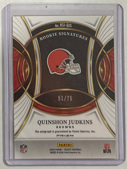 2025 Quinshon Judkins — Select Rookie Signatures Maroon Prizm — back — Inventory P063-D