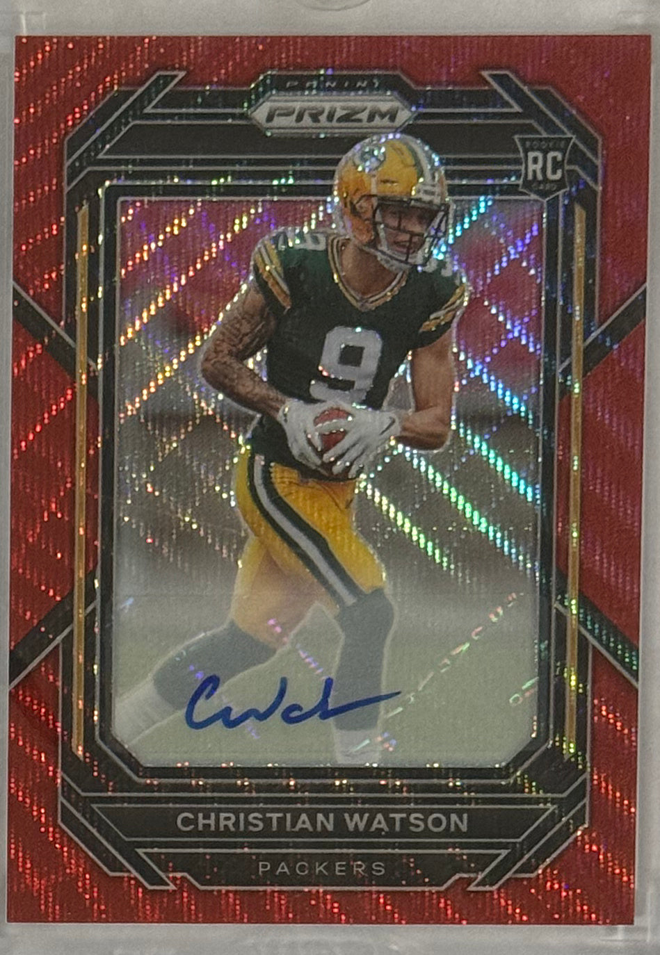 2022 Christian Watson — Prizm Rookie Autographs Red Wave Prizm 119/149 — front — Inventory P064-B