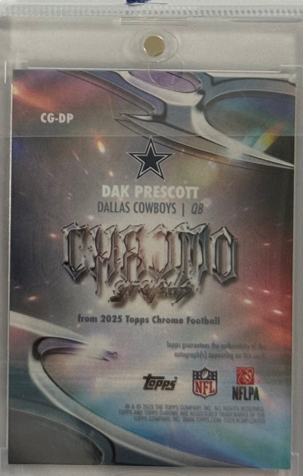 2025 Dak Prescott — Topps Chrome Chromographs — back — Inventory P064-D