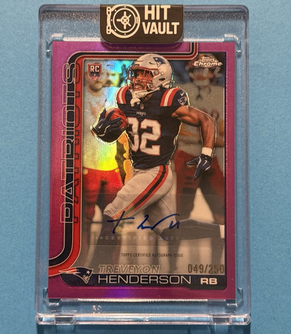 2025 TreVeyon Henderson — Topps Chrome Rookies Autograph Variation [Pink Refractor] — front — Inventory P065-A