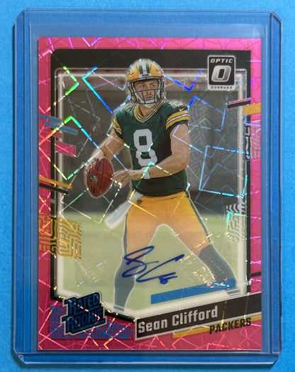 2023 Sean Clifford — Donruss Optic Rated Rookie RPS Autographs [Pink Velocity] — front — Inventory P065-B