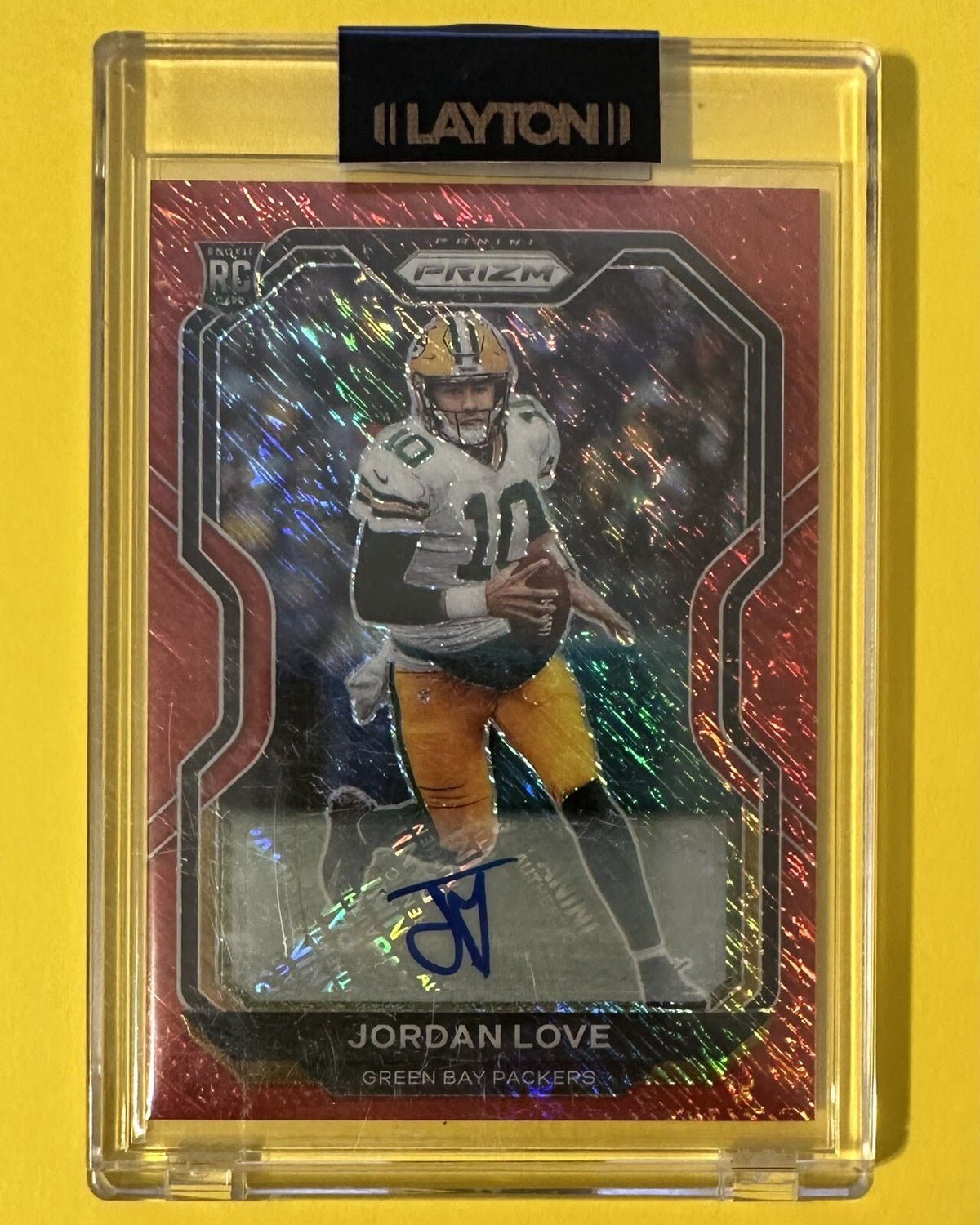 2020 Jordan Love — Prizm Rookie Autographs [Red Shimmer Prizm] — front — Inventory P067-A