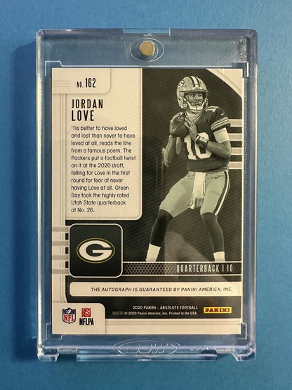 2020 Jordan Love — Absolute Signature Rookies [Spectrum Green] — back — Inventory P068-B