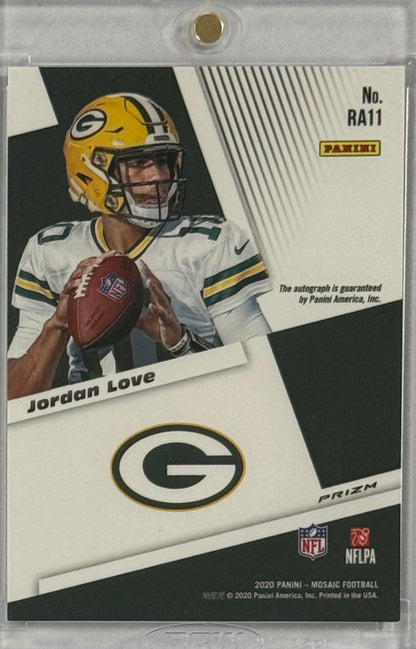 2020 Jordan Love — Mosaic Rookie Autographs Mosaic Prizm — back — Inventory P069-B