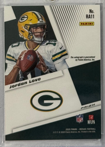 2020 Jordan Love — Mosaic Rookie Autographs Mosaic Prizm — back — Inventory P069-C